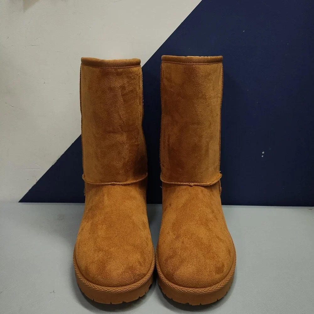 Womens Pop Murphy Winter Snow Boots US 9M Brown Faux Fur Lined Mid Calf Pull On